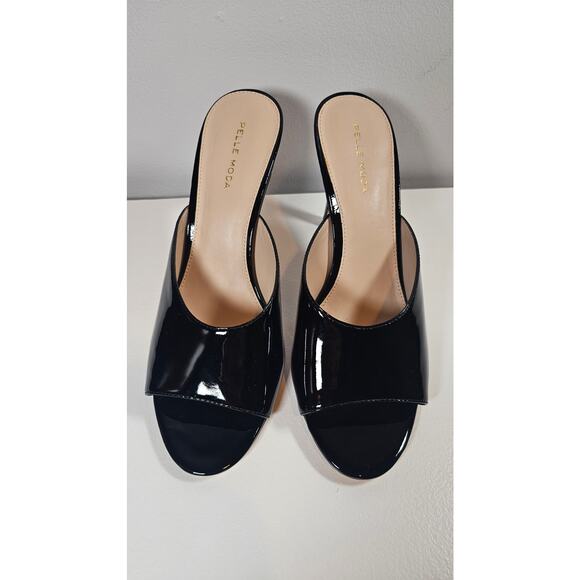 Pella Moda Patent Black Leather Slide 4 inch Heels, Sz 10M, New - Picture 8 of 10